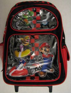 New 2012 Nintendo MARIOKART Wii Rolling Backpack Roll Pack Wario Yoshi 