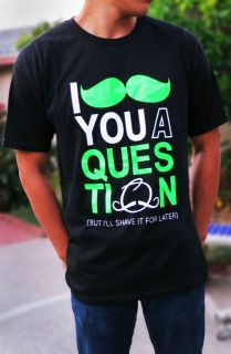 Mens/ Womens I Mustache You A Question Moustache T Shirt (S XL) Neon 