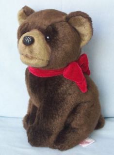 Russ GRIZZLY Bear Cub Plush w Red Velour Bow Darling