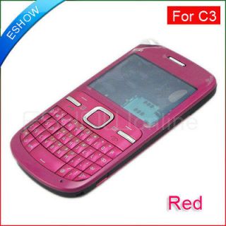 New Red full Housing Cover+ Keypad for Nokia C3