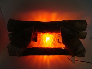   Birch Log Electric Crackling Glowing Fireplace Insert Set Wood SEE