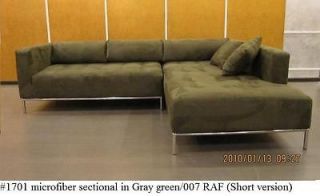 2PC Modern microfiber tufted Sectional Sofa #1701 Gray geen(Small 