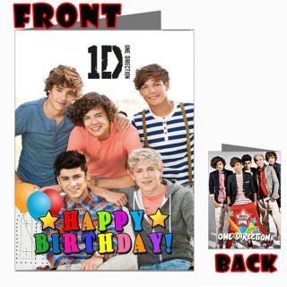 LOVE ONE DIRECTION 1D Front Back Happy Birthday Picture Photo 