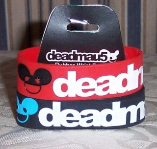DEADMAU5 Logo Red/Black 2 Pack Rubber WRISTBANDS Bracelets Deadmouse