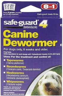 Brand New Safe Guard 4 Canine Dewormer 2 gram packets   3 packets/box