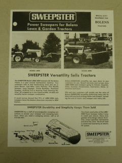 VINTAGE SWEEPSTER L4800 & MRM SPEC SHEET SALES BROCHURE for BOLENS 