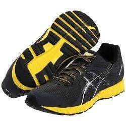   Gel Rush33 Men Running Shoe Black Grey Gray Yellow Trail Retro Style