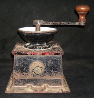 Antique T & C Clark Heavy Cast Iron Coffee Mill Grinder Very Rare Size
