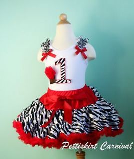   BIRTHDAY CUPCAKE RED ZEBRA PETTISKIRT TANK TOP 2PC PARTY DRESS OUTFIT