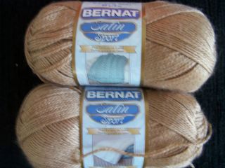 Bernat Satin Sport yarn, Taupe, lot of 2