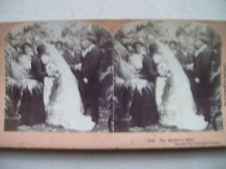 Vintage Stereoview Picture Card The Mothers Kiss Bride Wedding