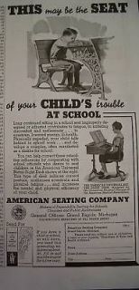 1937 American Seating company Antique SCHOOL DESK Ad
