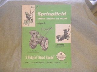 vintage Springfield Garden Tractors & Tillers catalog advertisment 