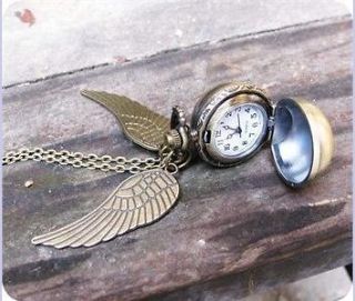 Harry Potter golden snitch Locket antique wings long chain