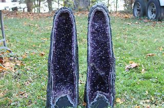 Huge Super Excellent Quality Amethyst Cathedral Geode Pair