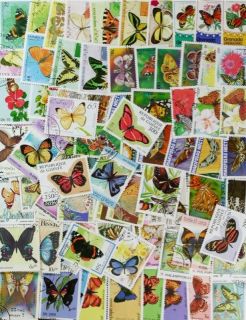 BUTTERFLIES beautiful collection of 150 different stamps from all over 