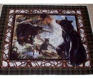 Black Bear All in the Family Quilt top Wall Hanging Panel Fabric 