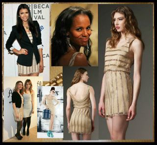 Alice + Olivia Gabby Embellished Dress Size 4 NWT $597 Gold Silk 