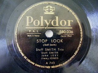 STUFF SMITH TRIO Polydor 580036 JAZZ 78 rpm STOP LOOK / SKIP IT