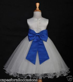 IVORY ROYAL BLUE JR. BRIDESMAID WEDDING FLOWER GIRL DRESS 12 18m 2 4 6 