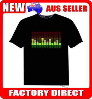 LED T Shirts   Sound Activated Flashing Music Disco Party Equalizer 