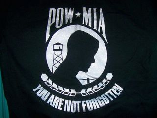 POW Prisoners of War MIA Mens T shirt Dont forget the POWs Black Med