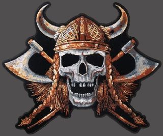 Viking Skull EMBROIDERED 12 INCH BIKER JACKET VEST BACK PATCH