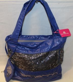 FORNARINA Judith Blue/Charcoal Sequined Signature Tote Handbag Bag NWT 