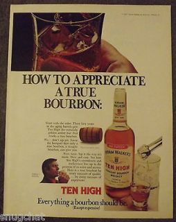 1972 Print Ad HIRAM WALKERS Ten High Straight Bourbon Whiskey