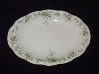 ALFRED MEAKIN CONISTON LARGE OVAL PLATTER GREEN FLORAL TRANSFERWARE 