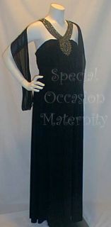 New Long Cleo Black Beaded Maternity Dress 2X Formal Bridesmaid 
