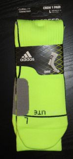 Adidas Speed Team Crew Basketball Socks Electricity Volt Neon Large 