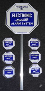 SECURITY SYSTEM ALARM YARD LAWN SIGN & STAKE with 6 ALARM DOOR WINDOW 