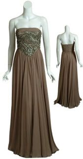 Majestic REEM ACRA COUTURE Beaded Silk Evening Gown Dress 4 NEW
