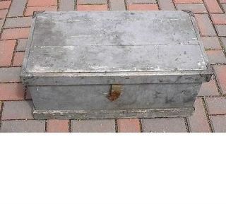 Vintage Wooden Carpenters Tool Box Chest with Metal Corners