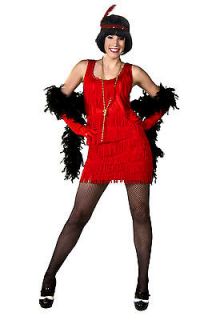 ROARING 20S FRINGED SQUARE NECK FLAPPER COSTUME DRESS PLUS SIZE RED 