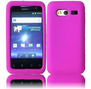 For Metro PCS Huawei Activa 4G M920 Hot Pink Rubber Gel Silicone Skin 