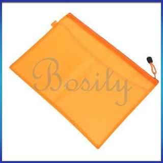 Orange Waterproof Zipper Closure Netty Gridding Inner A4 Paper 