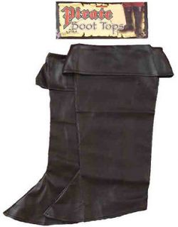 Childs Black Simulated Leather Pirate Costume Boot Tops