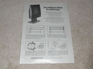 Dahlquist DQ 10 Rare Speaker Ad, 1978, 1 pg, Articles