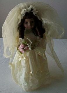 Mann Hand Made Porcelain Bride Doll 16 w/stand
