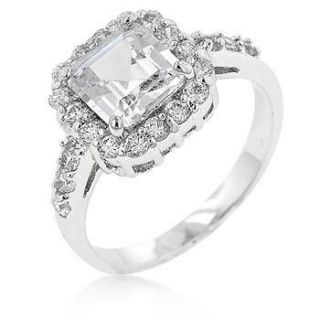 Princess 14K White Gold GB 4.2ct Simulated Diamond Engagement Ring 