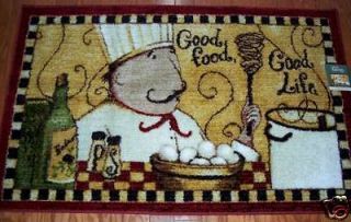   FAT CHEF Area Rug GOOD FOOD GOOD LIFE Kitchen Chefs Decor Rugs NEW