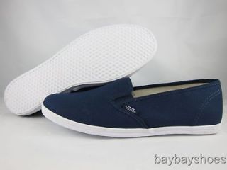 VANS SLIP ON LO PRO DRESS BLUE/WHITE NAVY FLATS MARY JANES LOAFERS 
