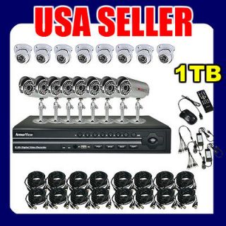   White Dome Outdoor Weatherproof CCTV Security Camera System + 1TB HD