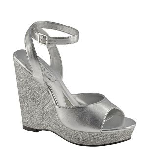 Viviana Silver High Heel Wedges Womens Bridal Wedding Shoes