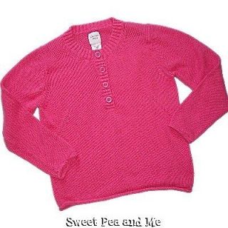 GARNET HILL Girls Henley Sweater 100% Cotton size L   8 9 10 Pink 