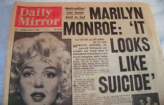 1962 Daily Mirror original newspaper   Marilyn Monroe It looks Like a 