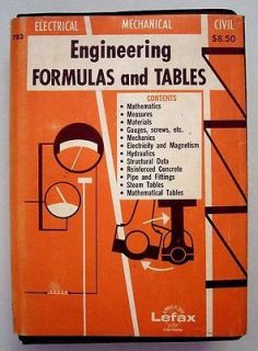Engineering Formulas and Tables Lefax Instant Information Library Ring 