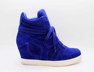 ASH BRAND Women AS COOL Cobalt Blue High Top Sneakers Wedge Shoes 